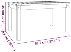 fekete tömör fenyőfa kerti asztal 82,5 x 50,5 x 45 cm