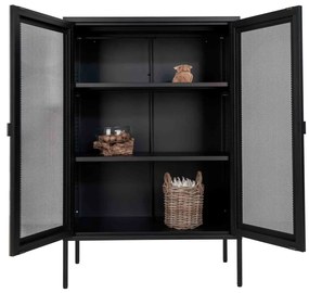 Melbourne vitrin, fekete fém, 2 hálós ajtó, 80x40x120 cm