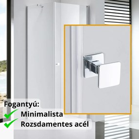 Stuxi Bari 90x90 cm szögletes nyílóajtós zuhanykabin, 6 mm vízlepergető üveggel, króm elemekkel