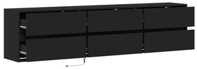 fekete falra szerelhető TV-szekrény LED-del 180 x 31 x 45 cm
