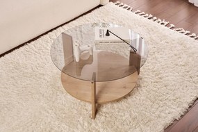 Clara zafírtölgy dohányzóasztal, füstszürke üveglappal