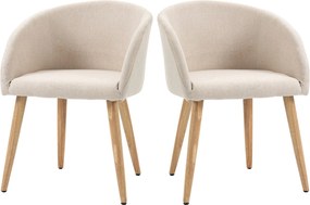 HOMCOM 2 db étkezőszék szett, skandináv design - Kúpos, dőlt gumi fából készült lábak - Ergonomikus kárpitozott háttámla, karfák, bézs | Aosom