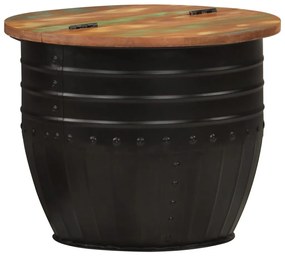 Fekete tömör újrahasznosított fa dohányzóasztal 50 x 39,5 cm