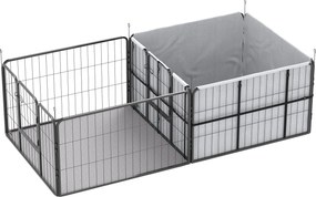 PawHut 7 paneles ellési- és kölyökkarám mosható párnával, 203 x 102 x 60 cm, fekete (kis- és közepes kutyafajták) | Aosom