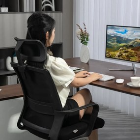 HOMCOM Ergonomikus irodai szék, forgószék, hálószövet fekete