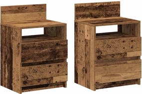 vidaXL 2 db antik fa színű éjjeliszekrény 2 fiókkal 40x33x60 cm