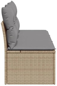 3 személyes bézs polyrattan kerti kanapé párnával