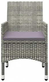 3 részes szürke polyrattan és edzett üveg kerti bisztrószett