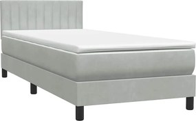 vidaXL világosszürke bársony rugós ágy matraccal 80x210 cm