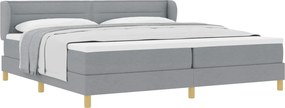 vidaXL Boxrugós ágy matracmal Világosszürke 200 x 200 cm szövet