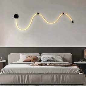 Modern Led fali lámpa Fali lámpa Rugalmas tömlő Fekete nappaliba 200 cm