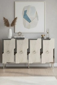 Seza 120 - White, Travertine, Silver