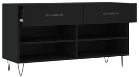 fekete szerelt fa cipőpolc 102x35x55 cm
