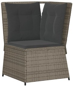 Szürke polyrattan kerti sarokkanapé párnával