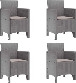 vidaXL Kerti Szék 4 pcs Világosszürke 53 x 49 x 85 cm Polipropilén