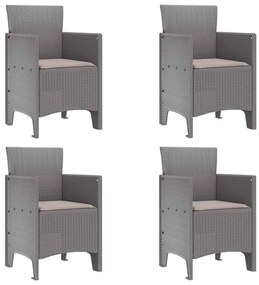 vidaXL Kerti Szék 4 pcs Világosszürke 53 x 49 x 85 cm Polipropilén