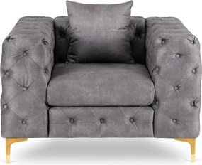 Fotel egyszemélyes kivitelben, szürke színben, bársony kárpittal SORRENTO