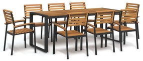 vidaXL 9 részes szürke tömör akácfa és fém kerti étkezőgarnitúra