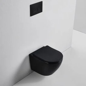 Gamma Mut, falra akasztható wc csésze 48x37 cm Perem nélküli, lassan eső ülőfelülettel, fekete matt, GMA-MUT201-BK