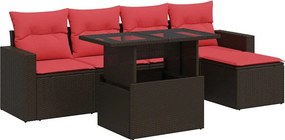 vidaXL 6 részes barna polyrattan akácfa kerti ülőgarnitúra párnával