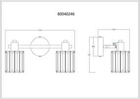Globo 80040246 Fali spotlámpa, fém fa megjelenésű, füstszínű K5 kristályok, HxSzxM: 330x90x150mm, 2x E14 40W 230V izzók nélkül