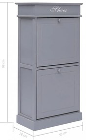 szürke császárfa cipősszekrény 50 x 28 x 98 cm