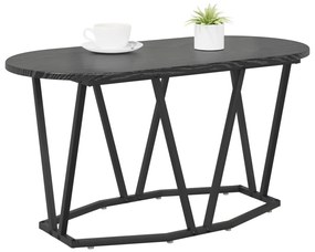 Fekete Tömörfa Dohányzóasztal 80x40x40,5 cm Műgyantával és Fémmel