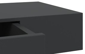 fekete lebegő fali polc fiókkal 80 x 25 x 8 cm