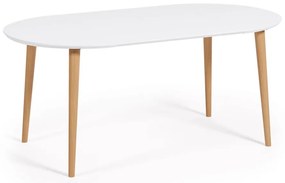 Fehér kerek bővíthető étkezőasztal fehér asztallappal ø 90 cm Oqui – Kave Home