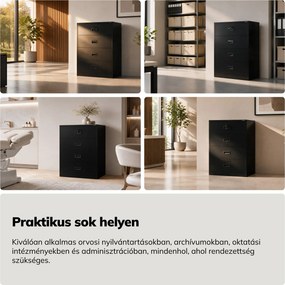 Fém kartotékszekrény, fekete, 900x1320x600 mm: SARA XL V4