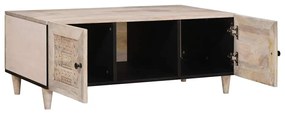 Dohányzóasztal polcokkal Bézs 100 x 54 x 40 cm tömör mangófa
