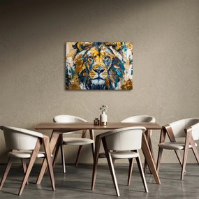 Kép - Absztrakt olajfestmény oroszlánnal (70x50 cm)
