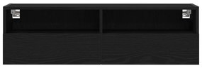 TV Fali Szekrény Fekete Tölgy 100x30x30 cm Műanyag Fa