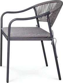 Kerti szék, fém, polyrattan, szürke, AZC-L1352 GREY