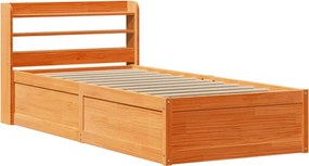 vidaXL viaszbarna tömör fenyőfa ágykeret fejtámlával 100 x 200 cm