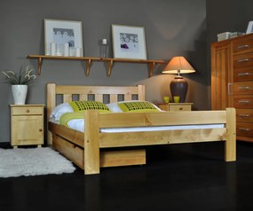 AMI nábytek Fenyőfa ágy Greta 120x200 cm, éger színben
