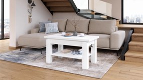 Mazzoni BRAWO Fehér - NYITHATÓ/MAGASÍTHATÓ DOHÁNYZÓASZTAL POLCCAL ÉTKEZŐASZTALKÉNT IS HASZNÁLHATÓ