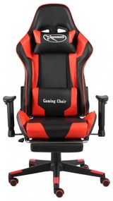 piros PVC forgó gamer szék lábtartóval