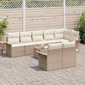 Kerti Kanapé Szett párnával tárolóval 9 pcs Bézs Poli rattan