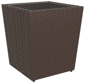 vidaXL 5 részes barna polyrattan és edzett üveg kerti bisztrószett