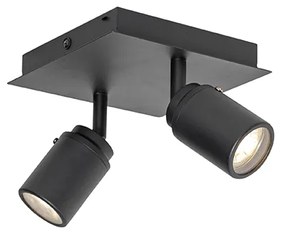 Modern fürdőszoba spotlámpa fekete négyzet alakú 2-lámpás IP44 - Ducha