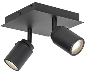 Modern fürdőszobai spotlámpa fekete négyzet 2-es IP44 - Ducha