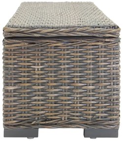 szürke natúr kubu rattan és tömör mahagóni fa tárolódoboz 110 cm