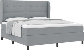 vidaXL Boxrugós ágy matracmal Világosszürke 180 x 200 cm szövet