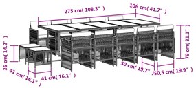 vidaXL 15 részes barna polyrattan kerti ülőgarnitúra párnákkal
