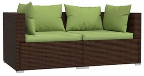 kétszemélyes barna polyrattan kanapé párnákkal