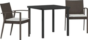 vidaXL Kert étkező szett 3 pcs Barna és fekete PE Rattan