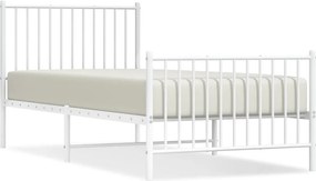 vidaXL fehér fém ágykeret fej- és lábtámlával 90x200 cm