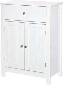 kleankin Fürdőszobai Szekrény 1 Fiókkal, 2 Ajtóval és Állítható Belső Polccal - Multifunkcionális Tároló Bútor - 60x30x80 cm | Aosom