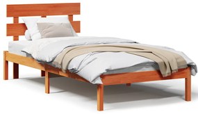 ágykeret fejtámlával gyantázott barna 75x190 cm tömör fenyő